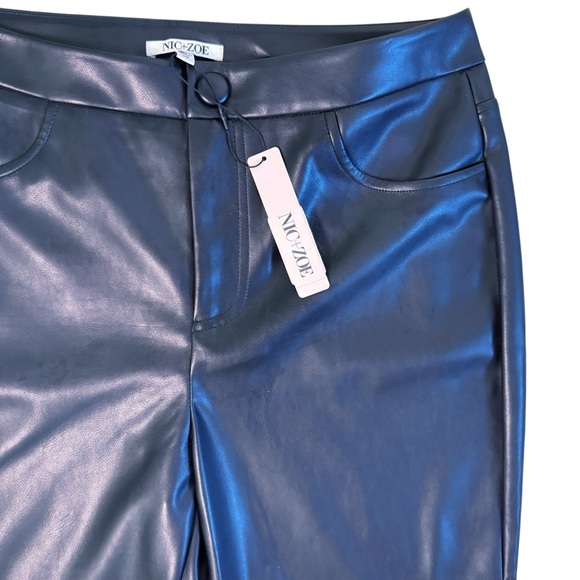 NIC + ZOE NWT Faux Leather Bootcut Pants Size 10 in Black - Picture 3 of 11